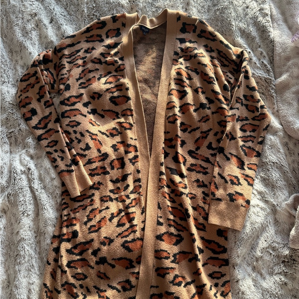 Splendid Leopard Print Cardigan Sweater - Tan and Black